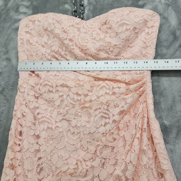 David's Bridal Strapless Lace Dress Size 10 Pink Sweetheart Neckline Formal - Picture 10 of 11